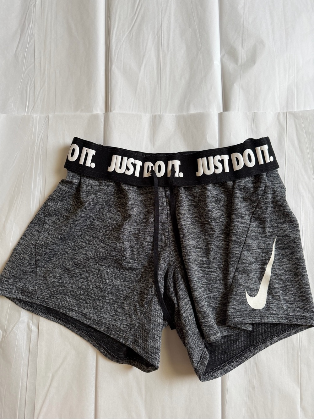 Nike Black & Gray 'Just Do It.' Elastic Waist Athletic Shorts